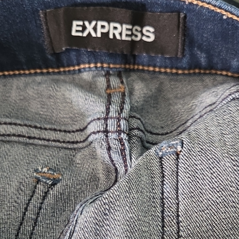 Womens Express Barely Boot Mid Rise Strtch Size 10S Blue Jeans - Picture 4 of 4